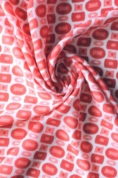 Креп плательно - блузочный КУБИКИ коралл