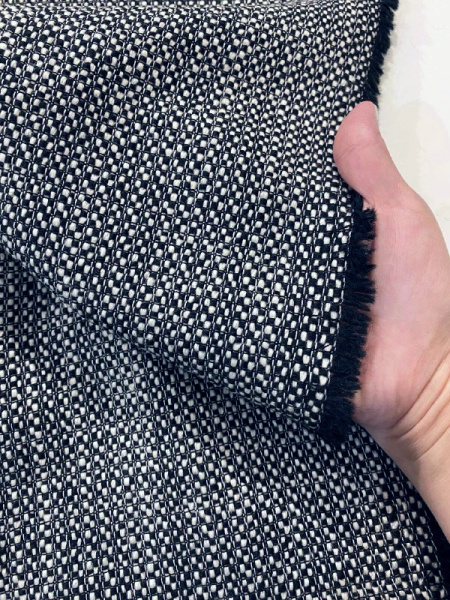 ткани Твид костюмный ШАНЕЛЬ черно-молочная