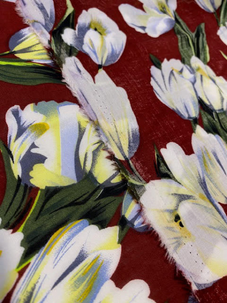 Штапель ТЮЛЬПАНЫ на бордовом