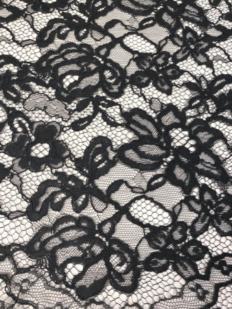 Кружевное полотно "Французские узоры" черный ткань