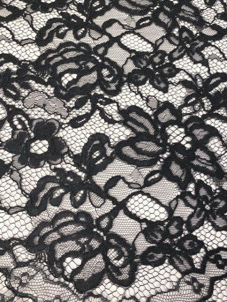 Кружевное полотно "Французские узоры" черный Кружевное полотно "Французские узоры" черный ткань