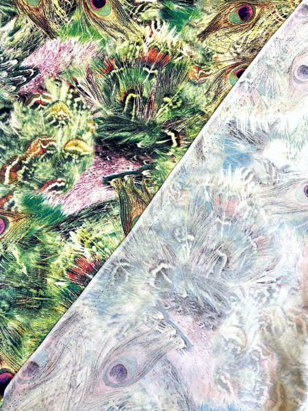 Штапель РОСКОШНЫЙ ПАВЛИН зеленый