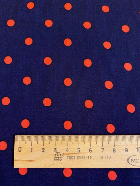 Штапель ГОРОШКИ КРАСНЫЕ на черном