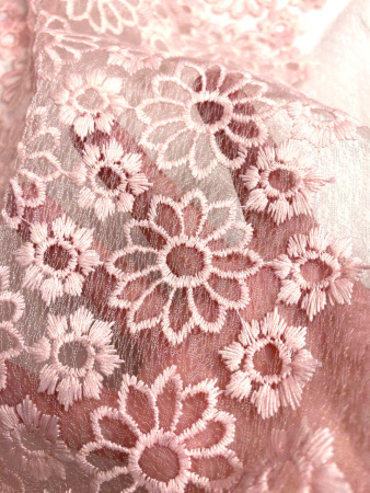 Кружевное полотно ЦВЕТОЧНОЕ АССОРТИ персик ткань