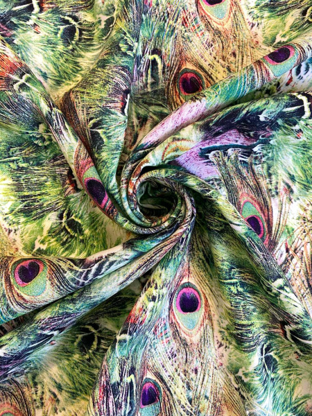 Штапель РОСКОШНЫЙ ПАВЛИН зеленый