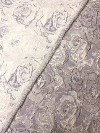 Жаккард "Объемные розы" жемчужный ткань