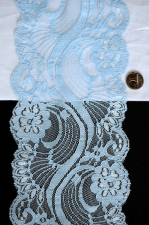 Кружево на сетке цвет небесно-голубой