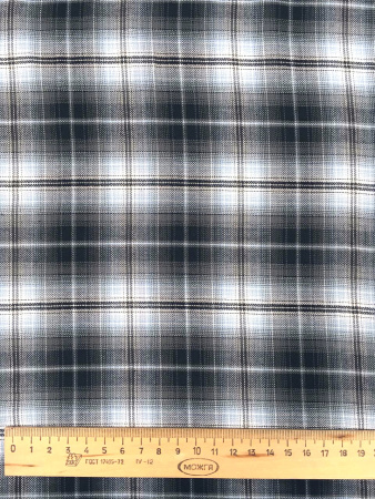 Сорочечная ткань КЛЕТКА серо-голубая