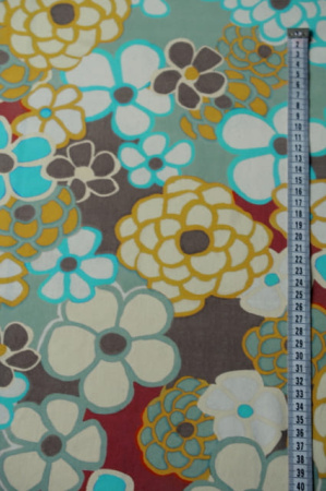 Креп плательно - костюмный Мишель горчично - бирюзовый 2