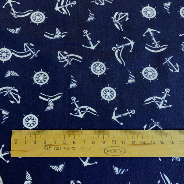 Сорочечная ткань ЯКОРЯ синяя