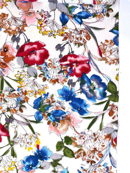 Штапель ЛЕТНИЕ ЦВЕТЫ морской волны