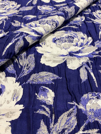 Жаккард "Розы на ярком синем фоне" ткань