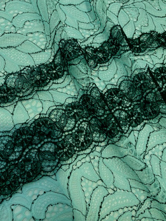 Кружевное полотно "Контурный узор" мятный ткань