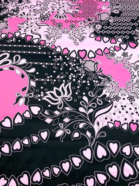 Хлопок компаньон СЕРДЕЧКИ фуксия