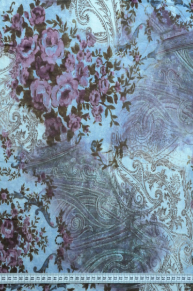 Сетка трикотажная Индийский пляж на серо - голубом фон 4