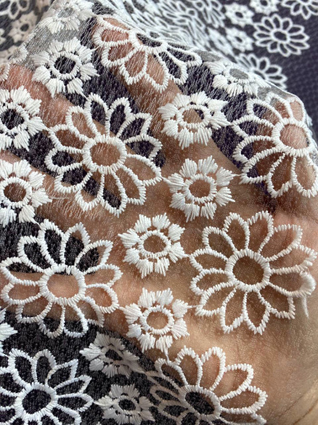 Кружевное полотно ЦВЕТОЧНОЕ АССОРТИ белый Кружевное полотно ЦВЕТОЧНОЕ АССОРТИ белый ткань