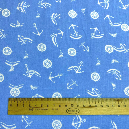 Сорочечная ткань ЯКОРЯ голубая