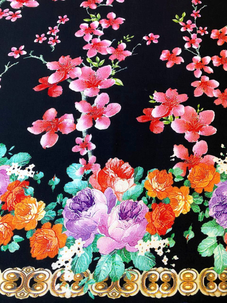 Штапель ИТАЛЬЯНСКАЯ ВЕСНА фон черный