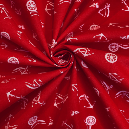 Сорочечная ткань ЯКОРЯ красная