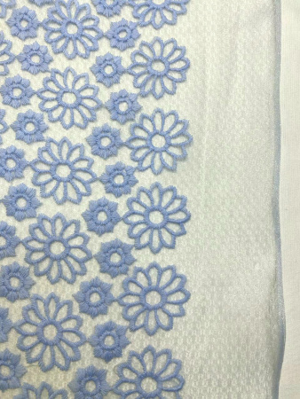 Кружевное полотно ЦВЕТОЧНОЕ АССОРТИ голубой ткань