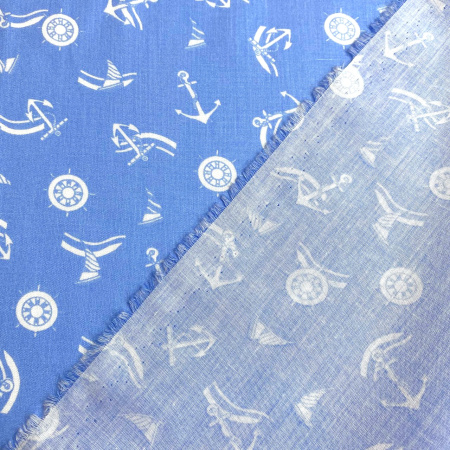 Сорочечная ткань ЯКОРЯ голубая