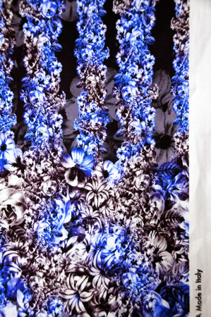 Шелк натуральный ЦВЕТОЧНАЯ ЛОЗА синий