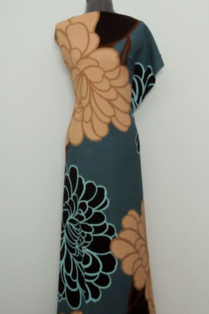 Креп плательно - костюмный Большие хризантемы 5