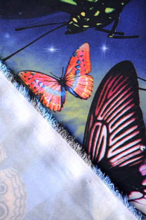 Шелк искусственный РАДУЖНЫЕ БАБОЧКИ