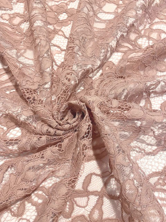 Кружевное полотно "Французские узоры" пыльная роза ткань