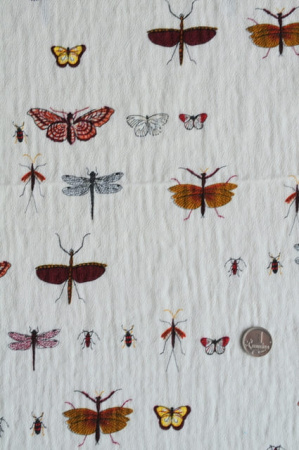 Креп плательно - блузочный Милые насекомые цвет молочный 2