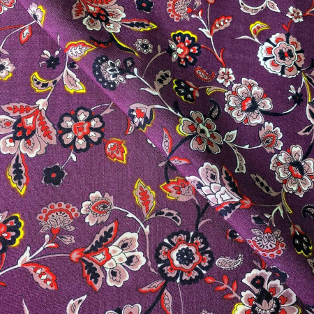 Шерсть плательная ЦВЕТОЧНЫЙ КОМПЛИМЕНТ бургундское вино ткани