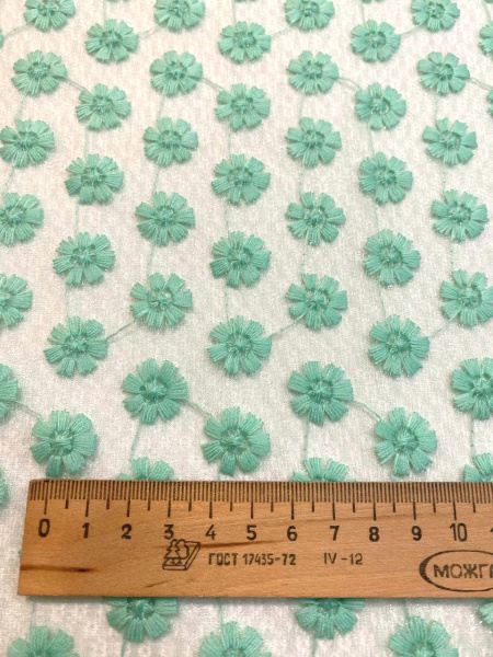 Кружевное полотно МЕЛКИЕ ЦВЕТОЧКИ бирюза Кружевное полотно МЕЛКИЕ ЦВЕТОЧКИ бирюза ткань