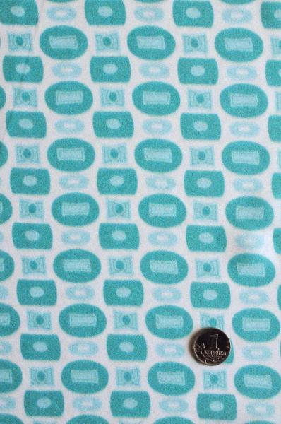 Креп плательно - блузочный КУБИКИ бирюза