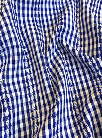 Сорочечная ткань КЛЕТКА С МЕРЕЖКОЙ синяя