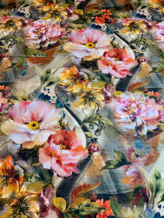 Трикотаж (Водолаз) "Цветочный десерт" трикотажная ткань