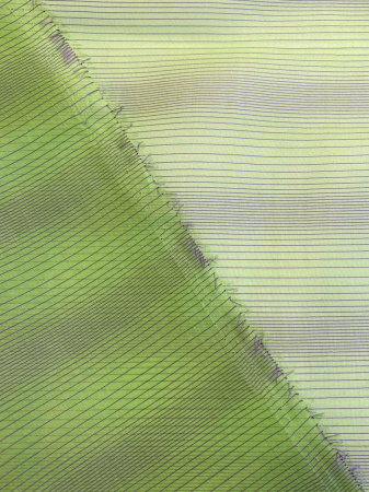 Органза ПОЛОСЫ ФИОЛЕТОВЫЕ фон лайм ткань