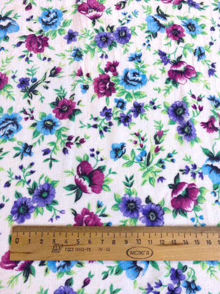 Вискоза АЛЬПИЙСКИЕ ЦВЕТОЧКИ бирюза