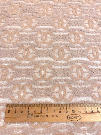 Кружевное полотно ЛОГО пудра ткань