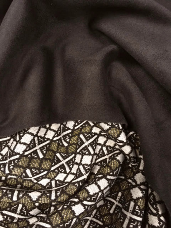 Трикотаж-жаккард Смальта темный и черная замша 8