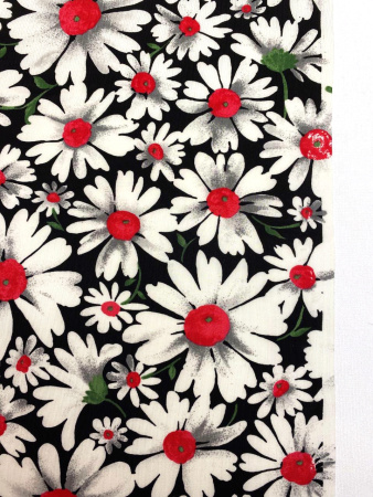 Трикотаж РОМАШКИ на черном фоне ткань