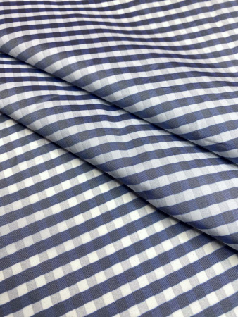 Курточная ткань КЛЕТКА Бело-синяя