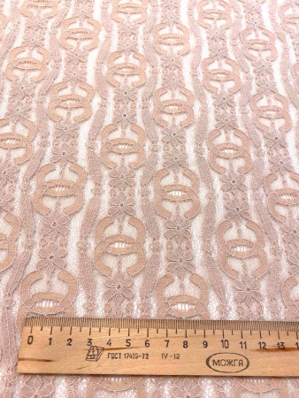 Кружевное полотно ЛОГО пудра ткань