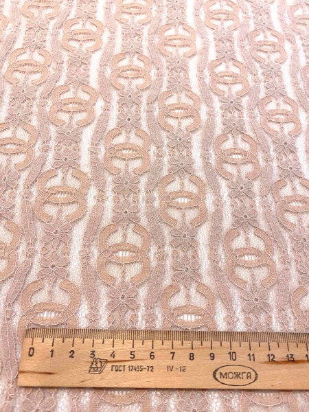 Кружевное полотно ЛОГО пудра Кружевное полотно ЛОГО пудра ткань