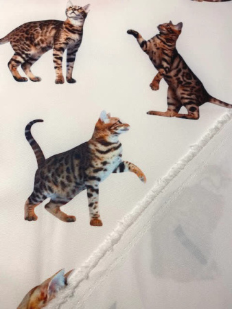 Креп "Кошечки" белый