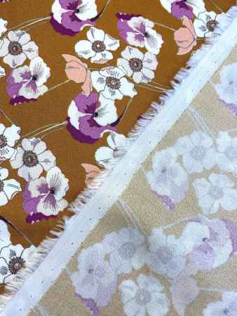 Креп ЦВЕТЫ на фоне горчицы