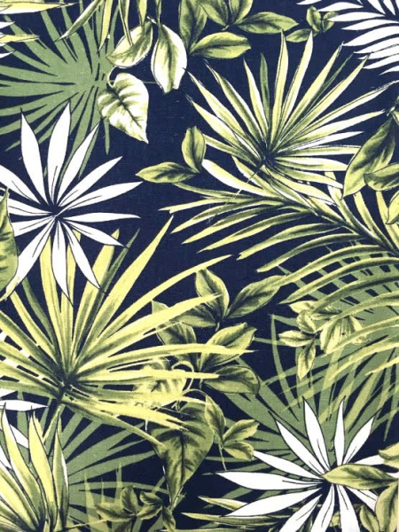 Лен ТРОПИКИ на синем