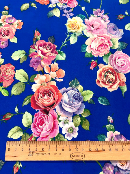 Штапель БУКЕТЫ РОЗ на васильковом