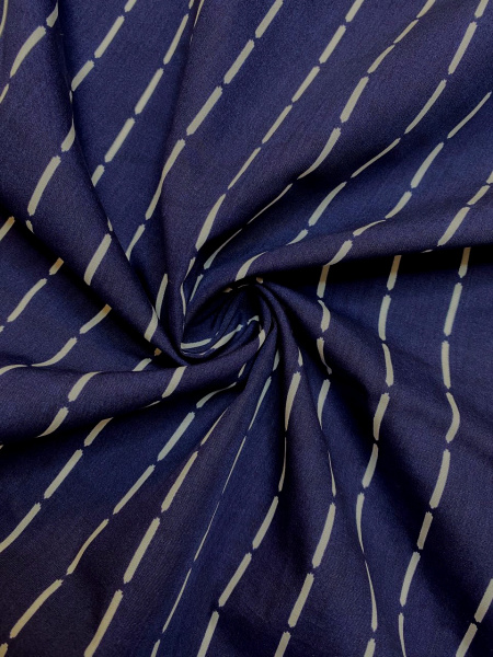 Хлопок ЛИНИИ ПУНКТИРНЫЕ на синем