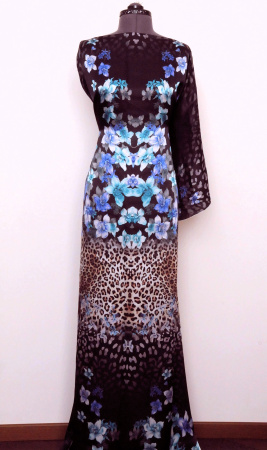 Шелк натуральный ЛЕТНИЙ САД синий