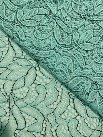 Кружевное полотно "Контурный узор" мятный ткань